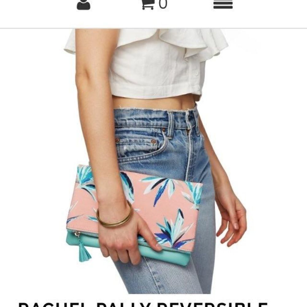 Rachel Pally Mint & Peach Tropical Clutch, NWOT